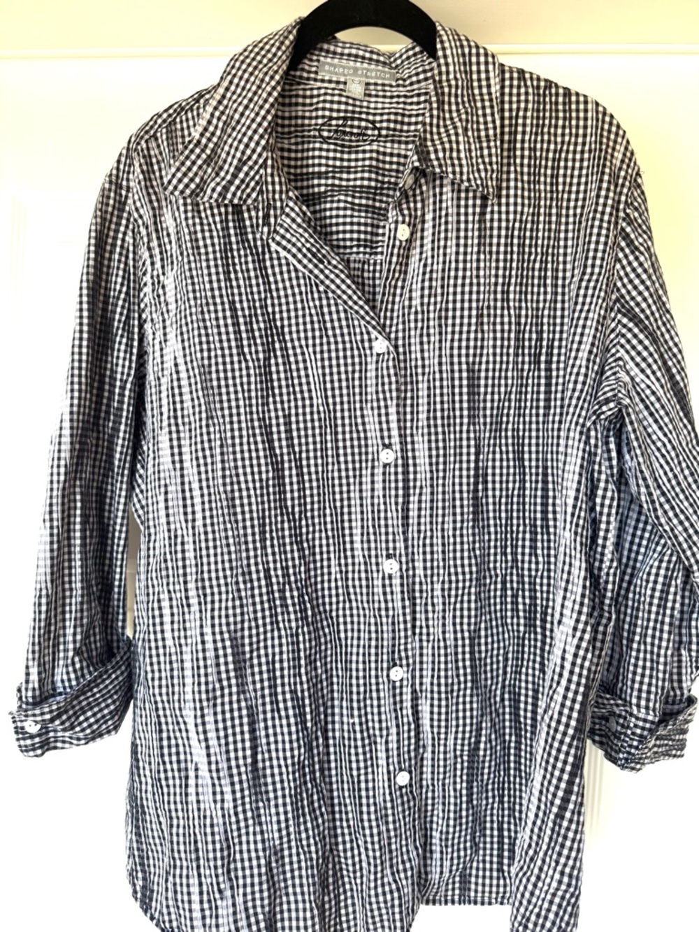 Foxcroft Black and White Gingham Blouse 16W
